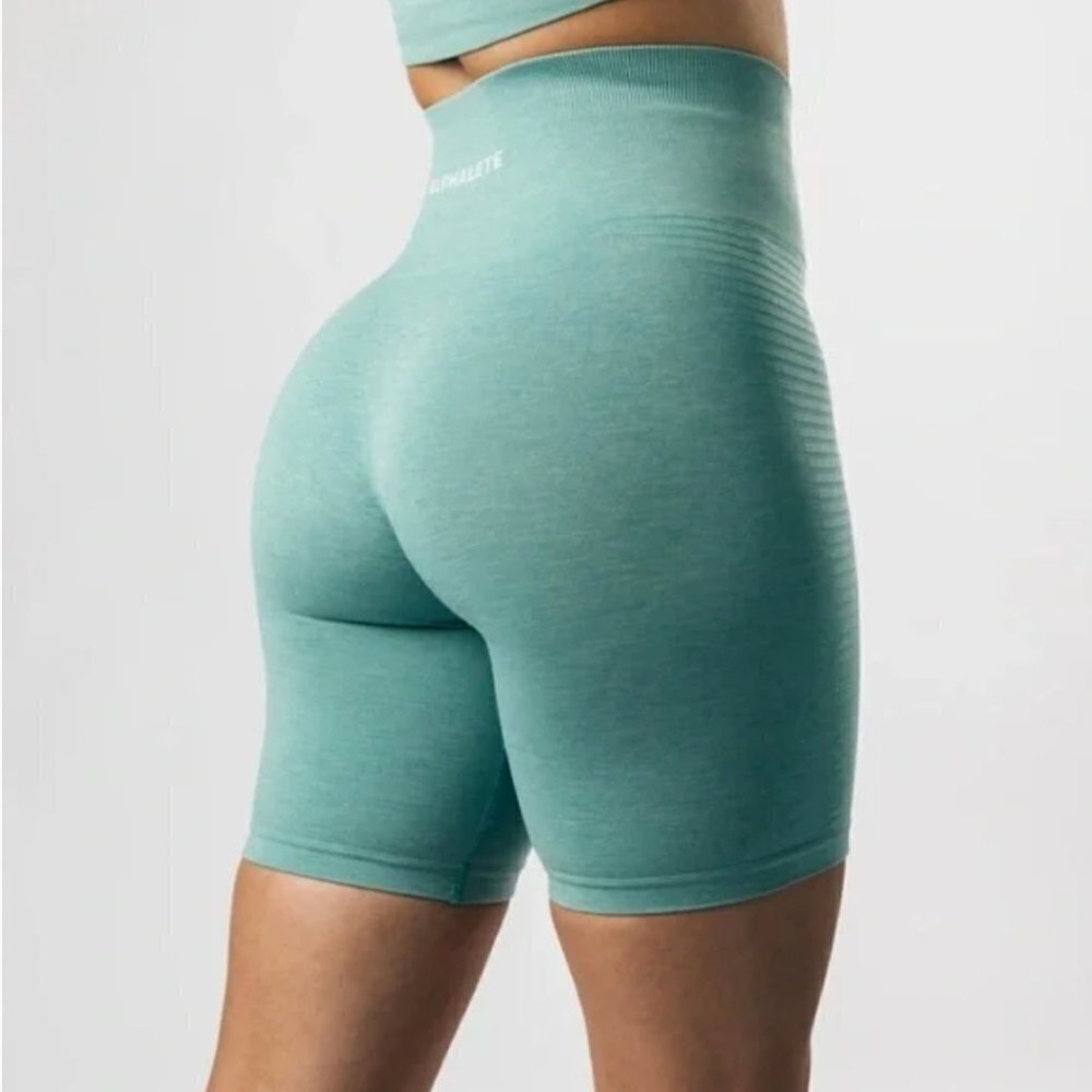 EUC Alphalete Teal Seamless High Rise Compression Biker Shorts